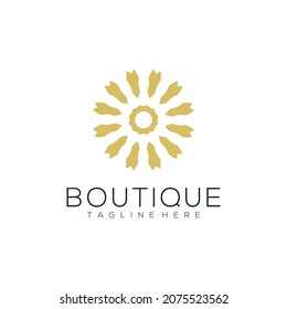 Yoga class logo design made with leaves and flowers with simple line boutique