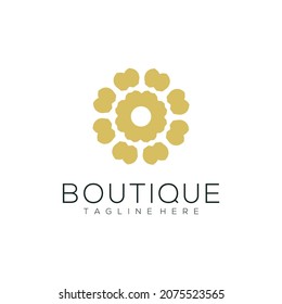Yoga class logo design made with leaves and flowers with simple line boutique