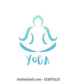 yoga class logo element on white, man in lotus position