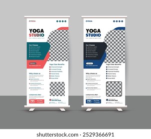 Yoga class roll-up banner signage banner pull-up or stand banner template design