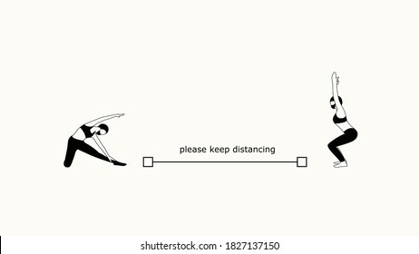 yoga class room, please keep distance for your health and safety