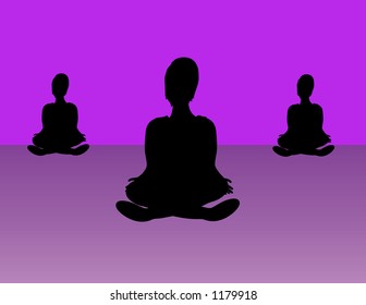 Yoga class silhouette,vector illustration.