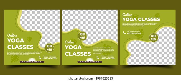 Yoga Class Social Media Post Template. Modern Banner Template For International Yoga Day Or Yoga Class Promotion. Suitable For Social Media, Banners, And Websites.