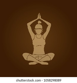 Yoga Class, A woman practice yoga designed using geometric pattern graphic vector.