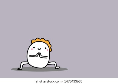 Yoga classes hand drawn vector illustration in cartoon style asana man on grey background