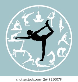 Yoga Clock Vector Design – Unique Yoga-Inspired Clock Illustration