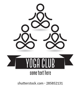 Yoga club design concept with black ribbon and text