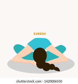 Yoga cobbler pose graphic design. Vector illustration.