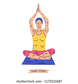 Yoga Colorful Fitness Concept. Vector illustration