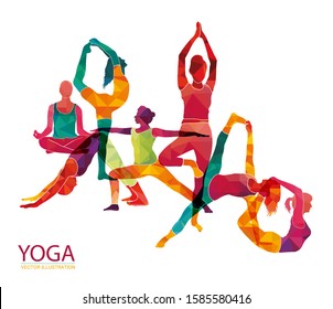 Yoga Colorful Fitness Concept. Vector illustration