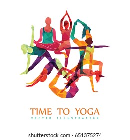 Yoga Colorful Fitness Concept. Vector illustration