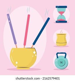 yoga colorful icon set design