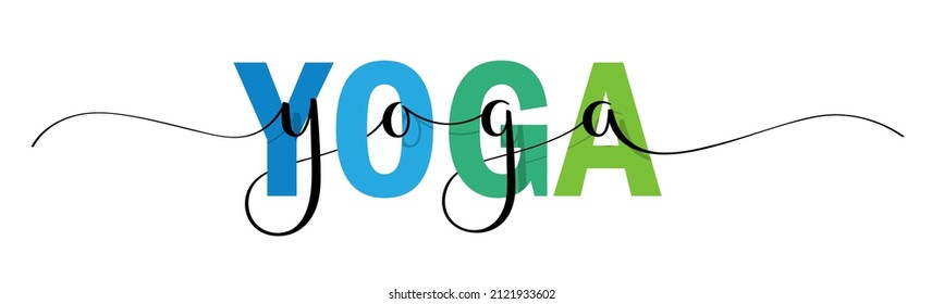 YOGA colorful mixed typography banner with brush calligraphy