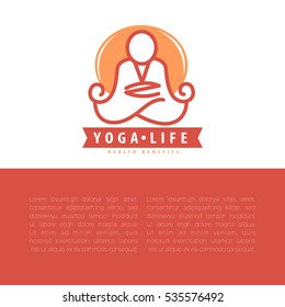 Yoga concept design template with copy space for text. Vector Illustration.