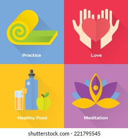 Yoga concept flat illustrations set. Isolated and modern vector design element