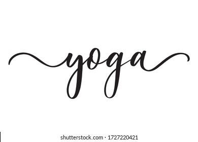 Yoga. Concept inscription typography design logo.