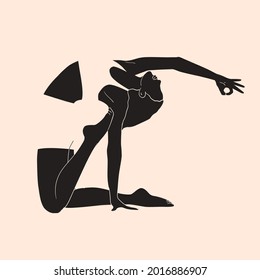 Concepto de yoga. Ilustración vectorial minimalista con una mujer en una pose de yoga.