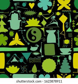 Yoga concept, seamless pattern for your design. Vector illustration