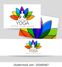 Yoga concept. Vector template logo and corporate identity. Spa, relaxation, meditation, studio, massage and others.