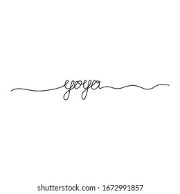 Yoga. Continuous line drawing. Hand drawn calligraphy lettering. Vector.
