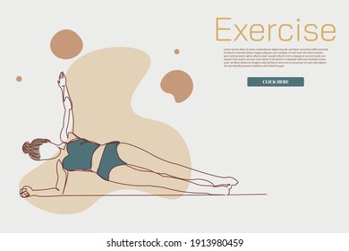 yoga, continuous line drawing of women fitness yoga concept vector health illustration