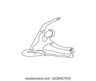 Yoga continuous line. Continuous one line drawing of predator yoga girl pose. Yoga, health, meditation concept. Single line drawing