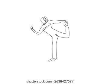 Yoga continuous line. Continuous one line drawing of predator yoga girl pose. Yoga, health, meditation concept. Single line drawing