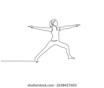 Yoga continuous line. Continuous one line drawing of predator yoga girl pose. Yoga, health, meditation concept. Single line drawing