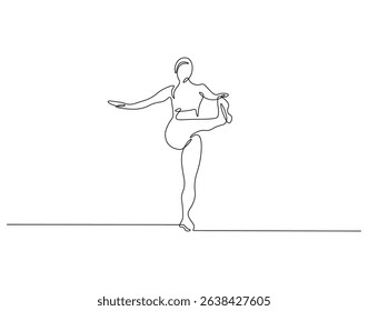 Yoga continuous line. Continuous one line drawing of predator yoga girl pose. Yoga, health, meditation concept. Single line drawing