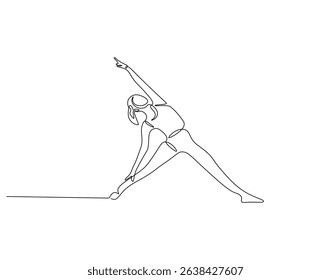 Yoga continuous line. Continuous one line drawing of predator yoga girl pose. Yoga, health, meditation concept. Single line drawing