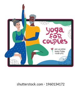 yoga for coples class ad on a tablet screen