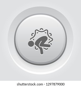 Yoga Crow Pose Icon. Flat Design Yoga Poses with Mandala Ornament in Back. Isolated Illustration.