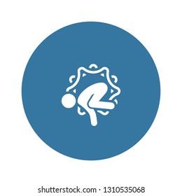 Yoga Crow Pose Icon. Flat Design Yoga Poses with Mandala Ornament in Back. Isolated Illustration.