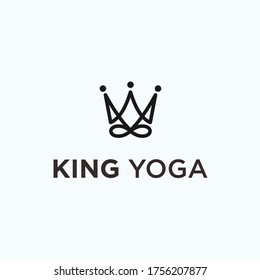 yoga with crown logo design vector illustration on white background
