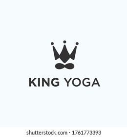 yoga with crown logo design vector illustration on white background