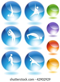 Yoga crystal icon set