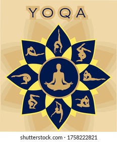 Banner del día del yoga en formato grande, vector