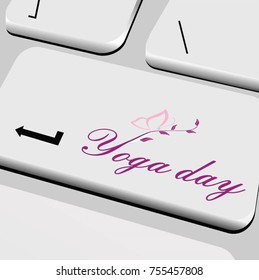 YOGA DAY, BUTTERFLY, BUTTON,VECTOR