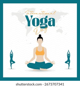 Fondo de diseño de día de yoga con pose de yoga