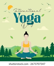 Fondo de diseño de día de yoga con pose de yoga