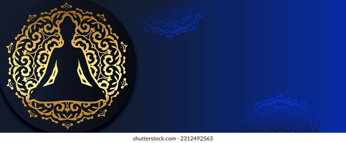 yoga day golden banner with text space vector