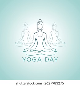 Yoga Day Illustration with Yoga Poses Meditation Floral Elegant Vector 