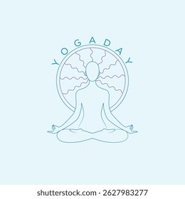 Yoga Day Illustration with Yoga Poses Meditation Floral Elegant Vector 