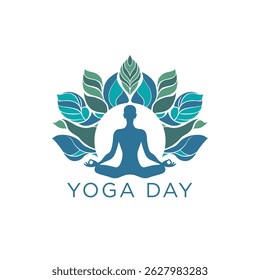 Yoga Day Illustration with Yoga Poses Meditation Floral Elegant Vector 