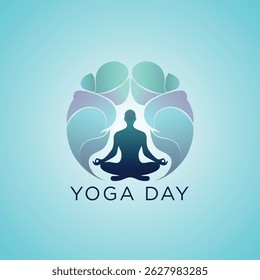 Yoga Day Illustration with Yoga Poses Meditation Floral Elegant Vector 