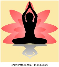  Yoga Day meditation parvastasna pose banner against pink lotus petals with beautiful gradient vector design colour on Golden Background
