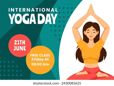 Yoga Day Social Media Background Flat Cartoon Hand Drawn Templates Illustration