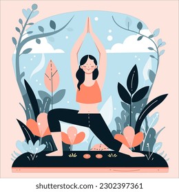 Yoga day vector flat illustration