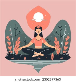 Yoga day vector flat illustration