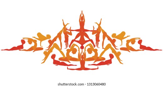 Yoga detailed colorful fitness concept. Gymnastics. Aerobics. Vector illustration - Vector graphics